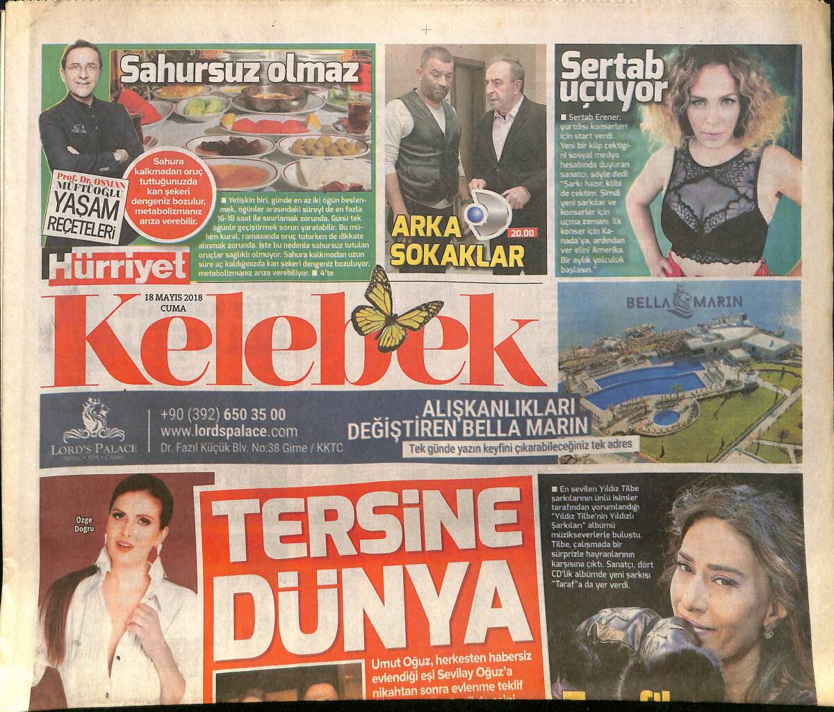 Hürriyet Gazetesi Kelebek Eki 18 Mayıs 2018 - Sertap Erener Yurt Dışı Konserleriyle Uçuyor - Atelli Sürücü 