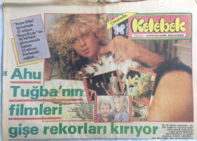 Hürriyet Gazetesi Kelebek Eki 18 Nisan 1984 - Ahu Tuğbanın Filmleri Gişe Rekorları Kırıyor GZ21672 - 1
