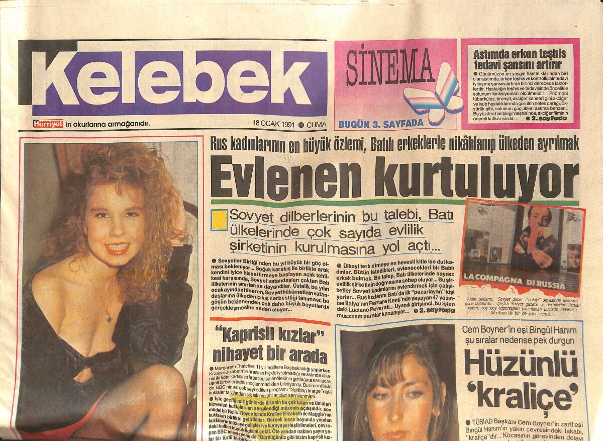 Hürriyet Gazetesi Kelebek Eki 18 Ocak 1991 - Cem Boyner'in Eşi Birgül Hanım Pek Durgun! - Serap Akıncıoğlu Ablasının Kuzusu! GZ138067 - 1