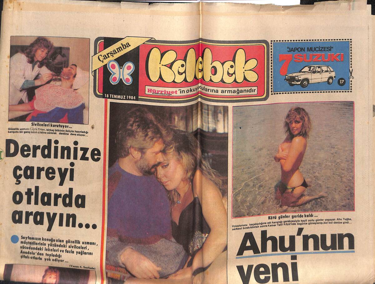 Hürriyet Gazetesi Kelebek Eki 18 Temmuz 1984 - Ahu Tuğba'nın Yeni Erkeği... GZ133847 - 1