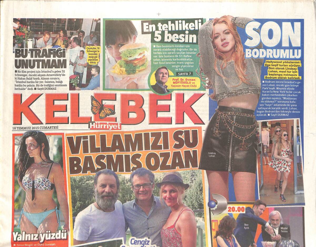 Hürriyet Gazetesi Kelebek Eki 18 Temmuz 2015 - Demet Akalın'ın Gölgesi - Öykü Gürman Yalnız Yüzdü GZ135141 - 1
