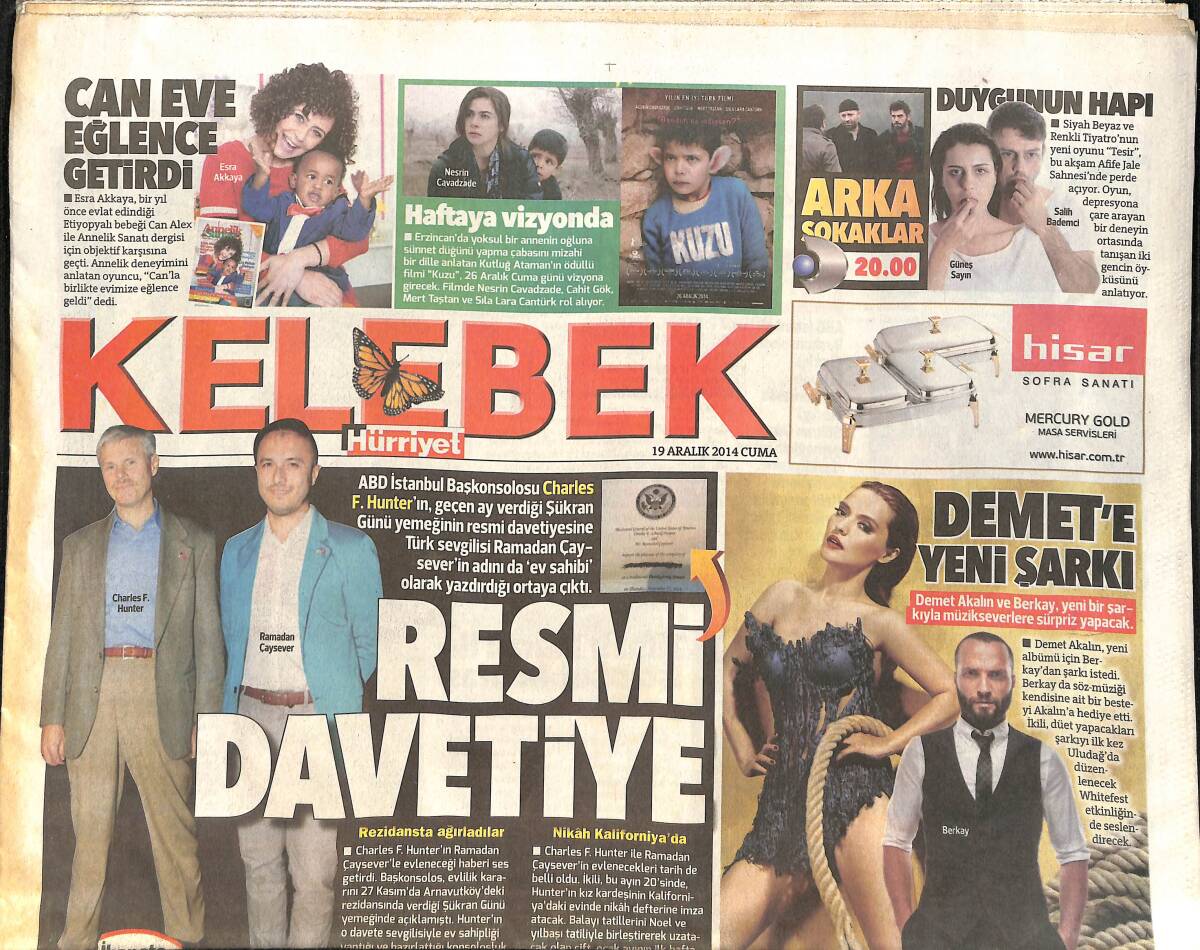 Hürriyet Gazetesi Kelebek Eki 19 Aralık 2014 - Demet'e Yeni Şarkı - Gözler Serenay Sarıkaya'nın Üzerinde GZ154756 - 1