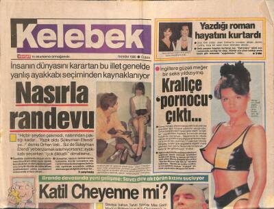 Hürriyet Gazetesi Kelebek Eki 19 Ekim 1990 - Ajda Pekkan,Hülya Koçyiğit,Şener Şen Ve BJKli Metin,Konuğumuz GZ122895 - 1