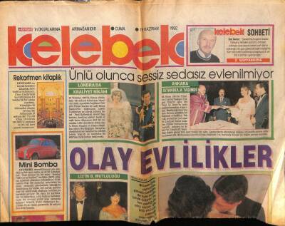 Hürriyet Gazetesi Kelebek Eki 19 Haziran 1992 - Türkan Şoray, Cihan Ünal Evliliği GZ75638 - 1