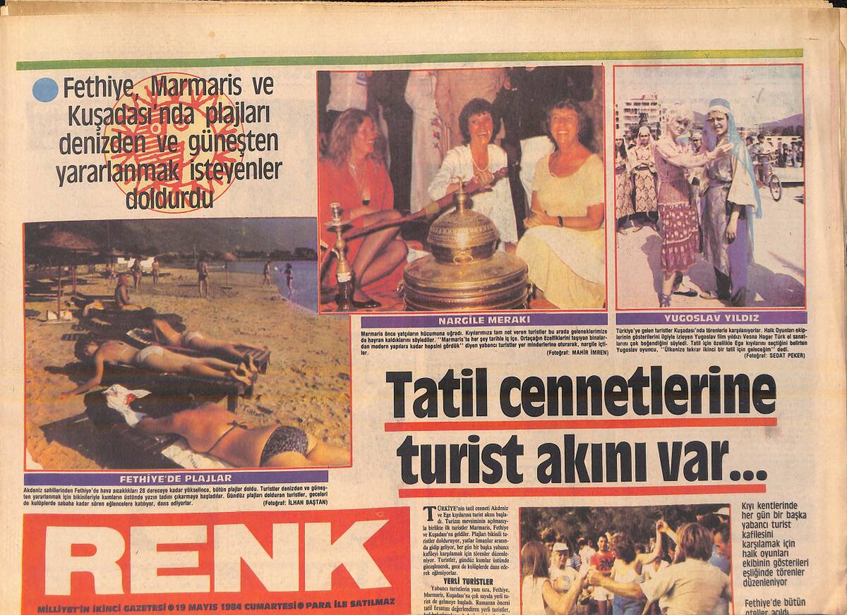 Hürriyet Gazetesi Kelebek Eki 19 Mayıs 1984 - Dünya Dans Şampiyonası'nda Biz De Varız - Fethiye'de Flaşlar GZ156351 - 1