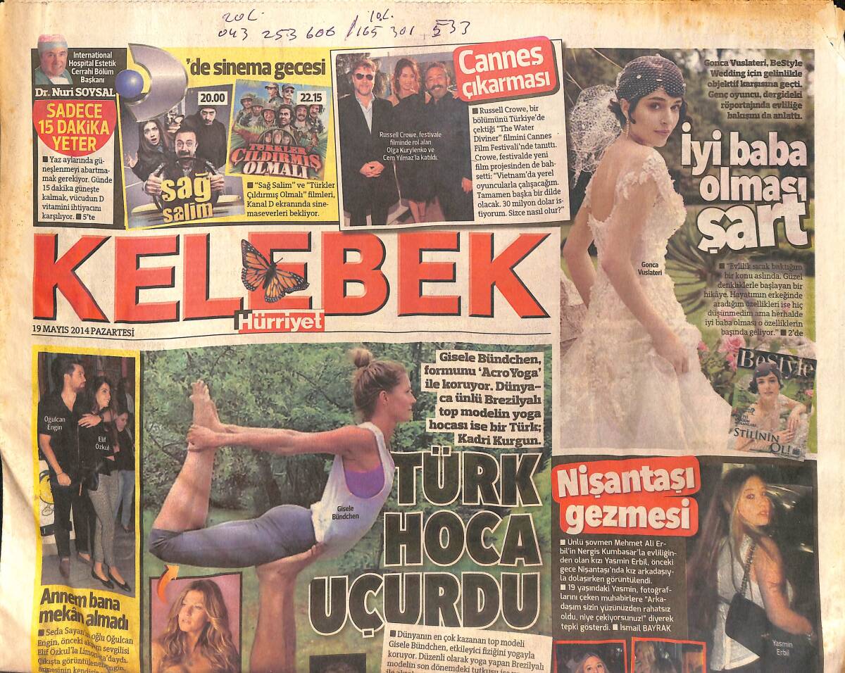 Hürriyet Gazetesi Kelebek Eki 19 Mayıs 2014 - Yasmin Erbil'in Nişantaşı Gezmesi - Gonca Vuslateri: Evlilik Sıcak Baktığım Bir Konu GZ154808 - 1