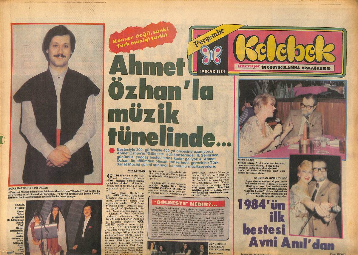 Hürriyet Gazetesi Kelebek Eki 19 Ocak 1984 - Metres'in Yapımcısı Yine Türkan Şoray'ın Peşinde - Chaplin'den Kemal Sunal'a Sevgilerle GZ147398 - 1