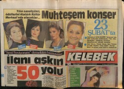 Hürriyet Gazetesi Kelebek Eki 19 Şubat 1987 - Zeki Müren Türkan Şoray Muhteşem Konser GZ63577 - 2