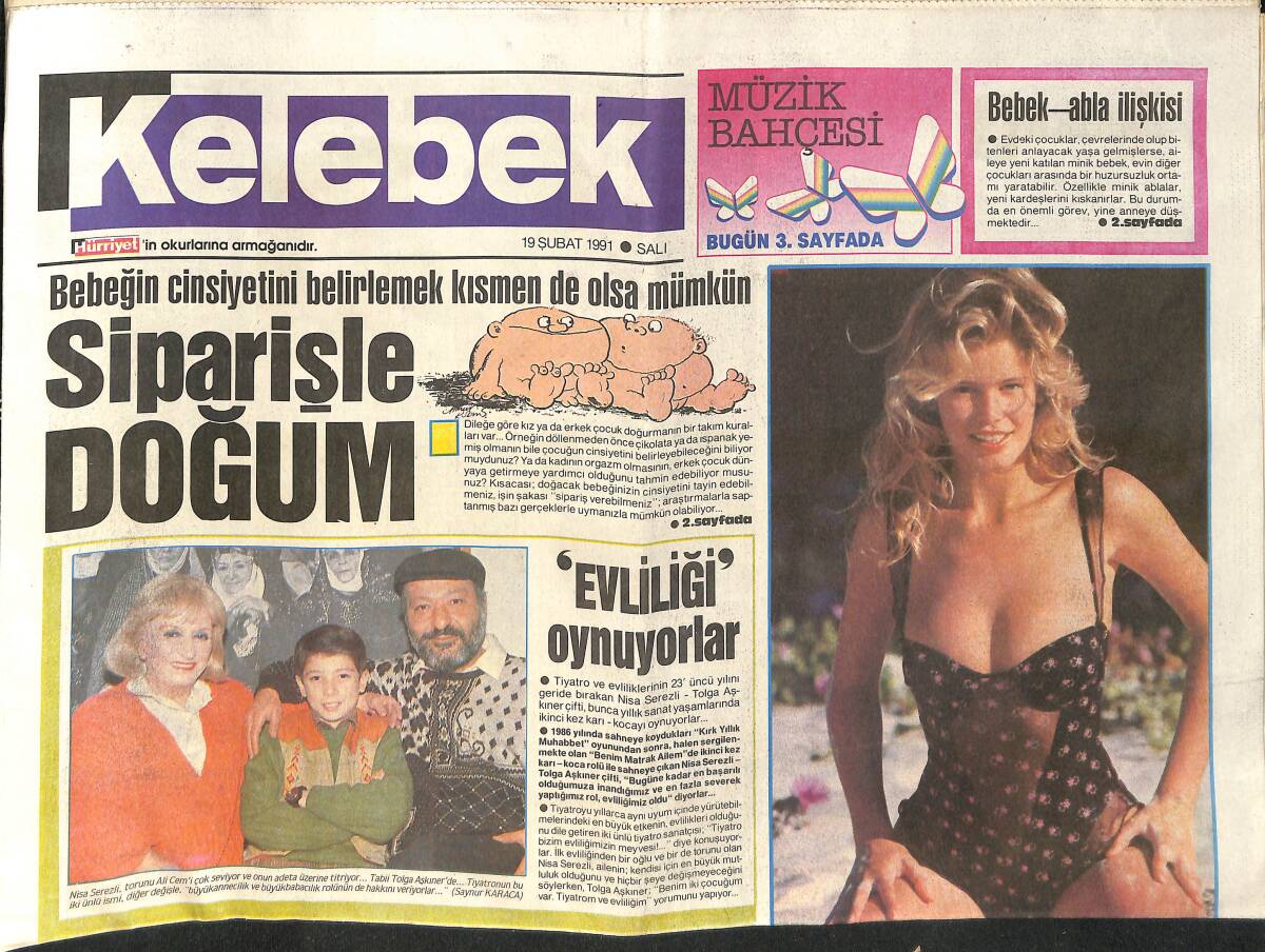Hürriyet Gazetesi Kelebek Eki 19 Şubat 1991 - Gina,Yaşlanmıyor - Quinn 76 Yaşında GZ154104 - 1