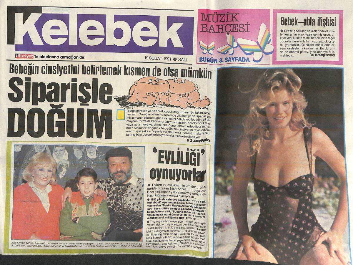 Hürriyet Gazetesi Kelebek Eki 19 Şubat 1991 - Savaş Korkusuna Claudia 'Engeli' - Hülya Süer: Sanatçı Ödün Vermemeli! GZ138419 - 1