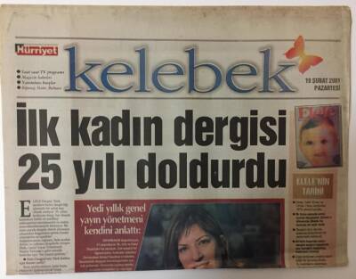 Hürriyet Gazetesi Kelebek Eki 19 Şubat 2001 - İlk Kadın Dergisi 25 Yılı Doldurdu ELELE Dergisi GZ20022 - 1