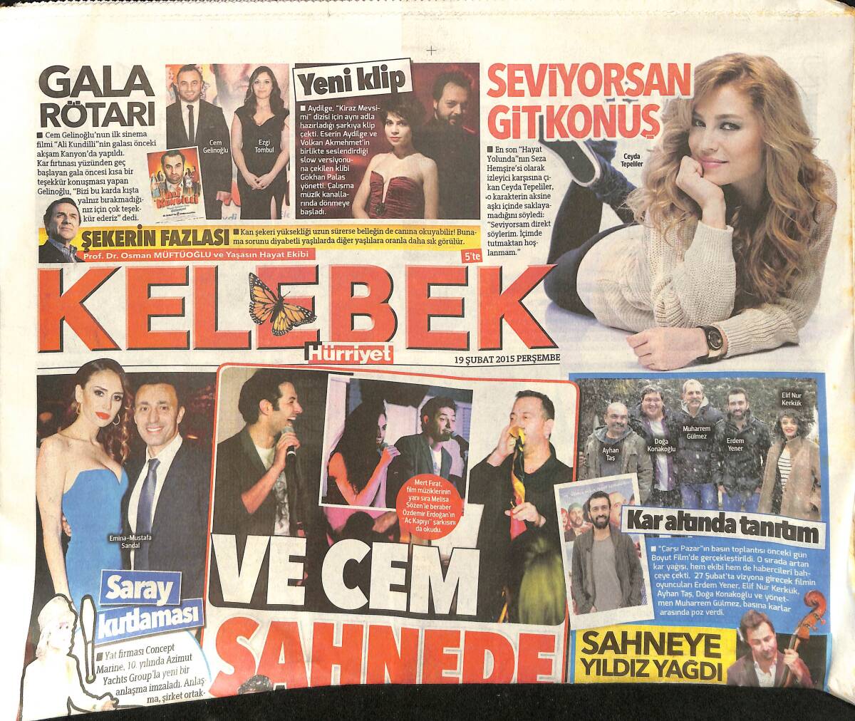 Hürriyet Gazetesi Kelebek Eki 19 Şubat 2015 - Ve Cem Yılmaz Sahnede - Korkusuz Sürücü Sinem Kobal GZ155131 - 1