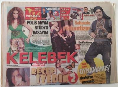 Hürriyet Gazetesi Kelebek Eki 2 Ekim 2008 - Kadir İnanır TRTye Çektiği İpsiz Recepin Setinde Altın Portakala Aday Gösterilen Son Cellat Filmini Anlattı - GZ16927 - 1