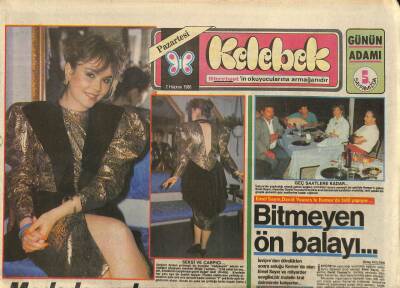 Hürriyet Gazetesi Kelebek Eki 2 Haziran 1986 - Emel Sayın , David Younesle Kemerde Tatil Yapıyor... GZ114313 - 1