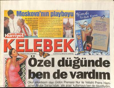Hürriyet Gazetesi Kelebek Eki 2 Haziran 2004 - Gülben Ergen Okul Yıllarında Çok Süslüydüm, Seray Sever Hedef Kitlem Erkekler Değil GZ97368 - 1