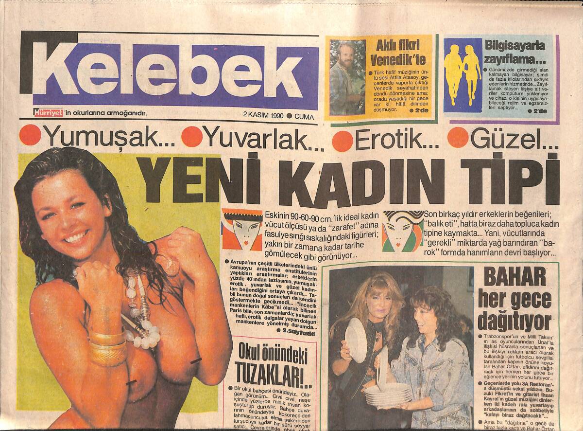 Hürriyet Gazetesi Kelebek Eki 2 Kasım 1990 - Barnard Boş Durmuyor - Ajda Pekkan Kadirşinaslığını Kanıtladı GZ138197 - 1