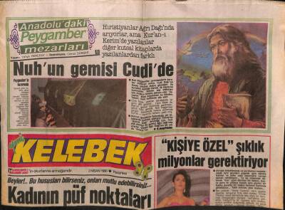 Hürriyet Gazetesi Kelebek Eki 2 Nisan 1990 - Hz Nuhun Gemisi Cudide GZ63524 - 2