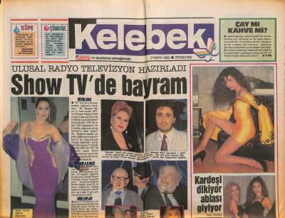Hürriyet Gazetesi Kelebek Eki 2 Nisan 1992 - Show TVde Bayram * Küçük Emrah - Muazzez Abacı - Hülya Avşar GZ94155 - 1