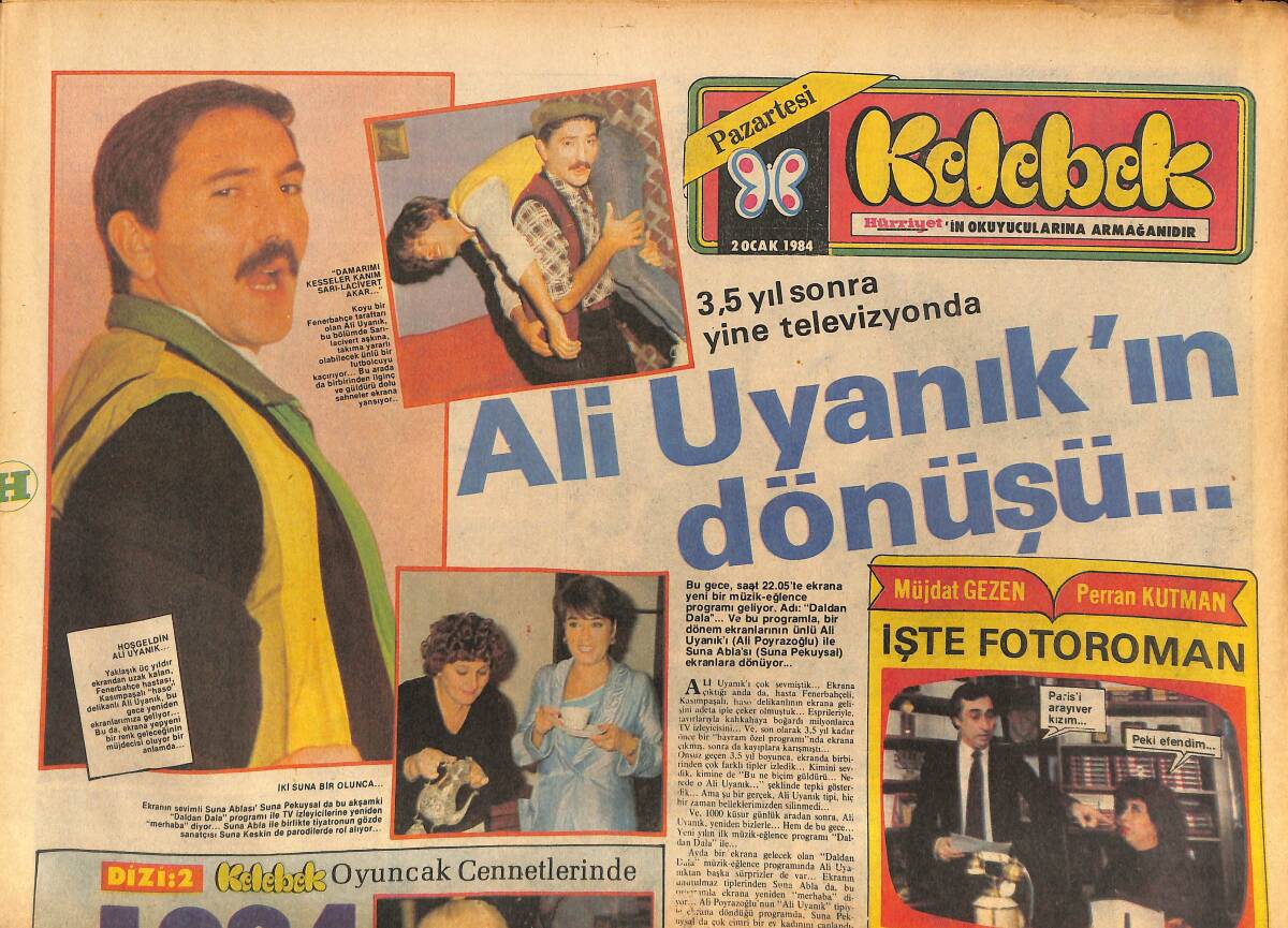 Hürriyet Gazetesi Kelebek Eki 2 Ocak 1984 - Ali Uyanık'ın Dönüşü - 1984 Oyuncak Yılı GZ147339 - 1
