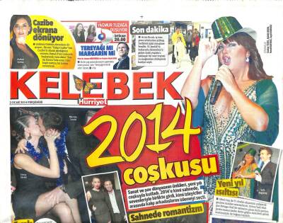 Hürriyet Gazetesi Kelebek Eki 2 Ocak 2014 - Sahnede Romantizm, Kıvanç Tatlıtuğ Sokakta Kaldı GZ107240 - 1
