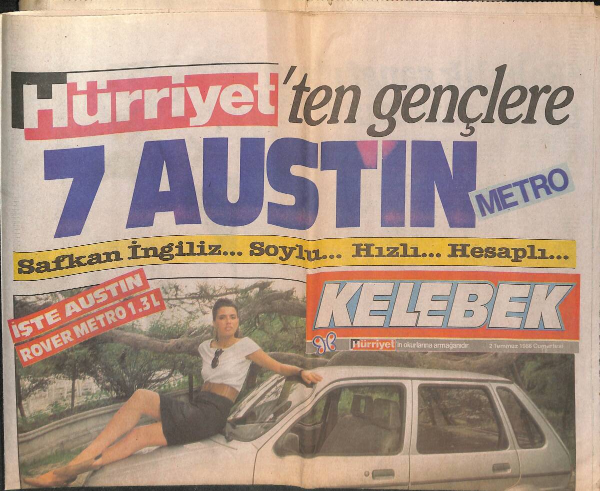 Hürriyet Gazetesi Kelebek Eki 2 Temmuz 1988 - Hülya Koçyiğit Fotoroman GZ145834 - 1