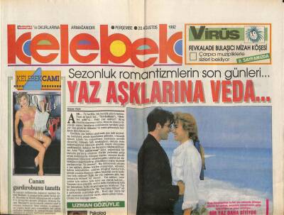 Hürriyet Gazetesi Kelebek Eki 20 Ağustos 1992 - İç Çamaşırı Defilelerinin Değişmez Mankeni Canan Mutluer , İç Çamaşırlarını Gözler Önüne Serdi GZ94164 - 1