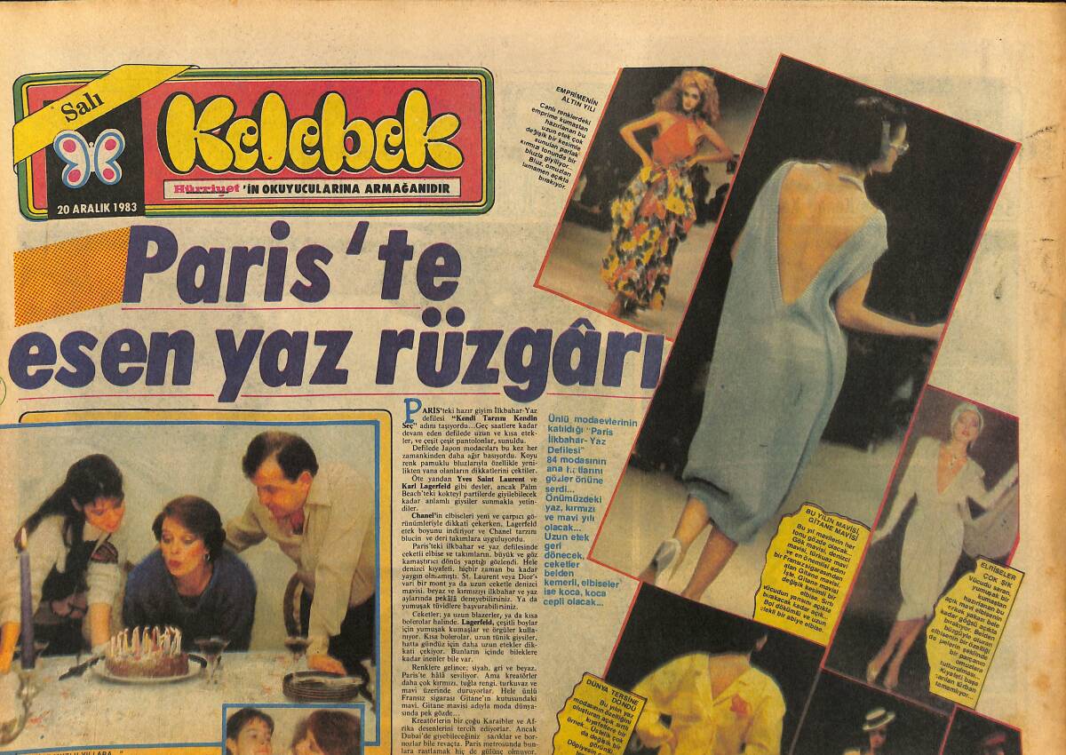 Hürriyet Gazetesi Kelebek Eki 20 Aralık 1983 - Hülya Koçyiğit'in 3 Kişilik Doğum Günü Partisi GZ147317 - 1
