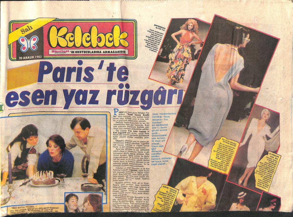 Hürriyet Gazetesi Kelebek Eki 20 Aralık 1983 - Hülya Koçyiğit'in 3 Kişilik Doğum Günü Partisi GZ147375 - 1