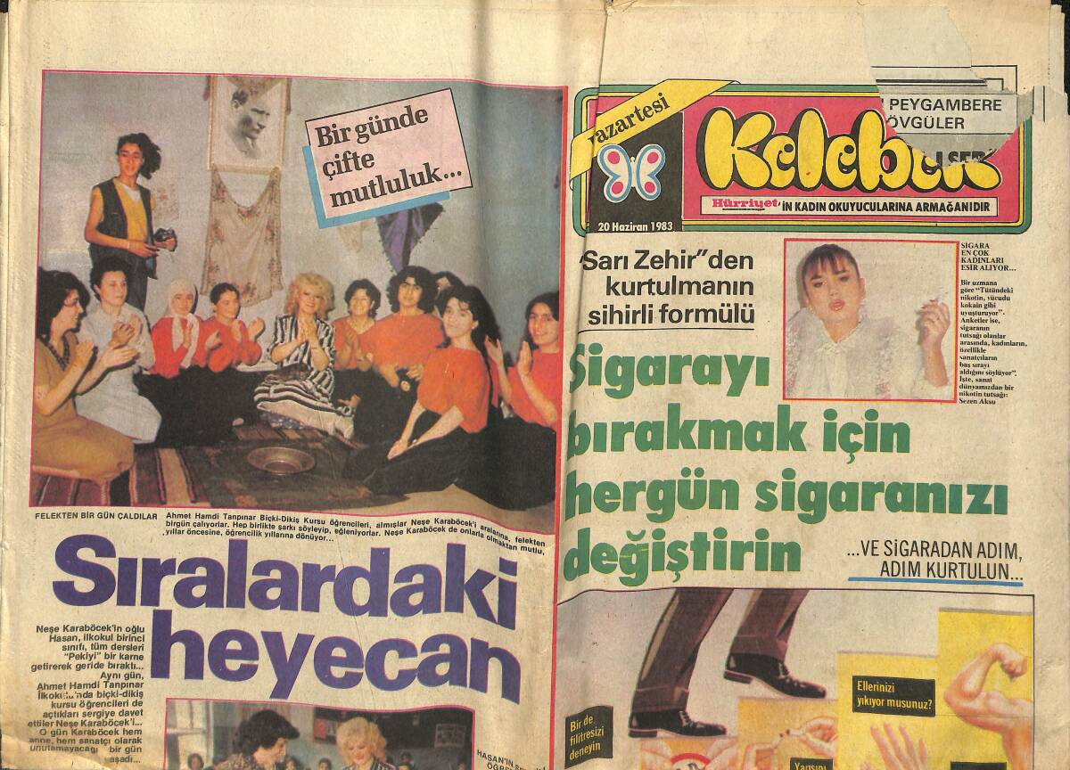 Hürriyet Gazetesi Kelebek Eki 20 Haziran 1983 - Felekten Bir Gün Çaldılar * Neşe Karaböcek-Ahmet Hamdi Tanpınar GZ152256 - 1