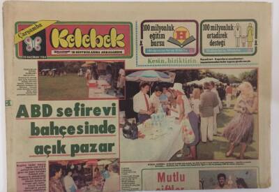 Hürriyet Gazetesi Kelebek Eki 20 Haziran 1984 - ABD Sefirevi Bahçesinde Açık Pazar GZ16807 - 1