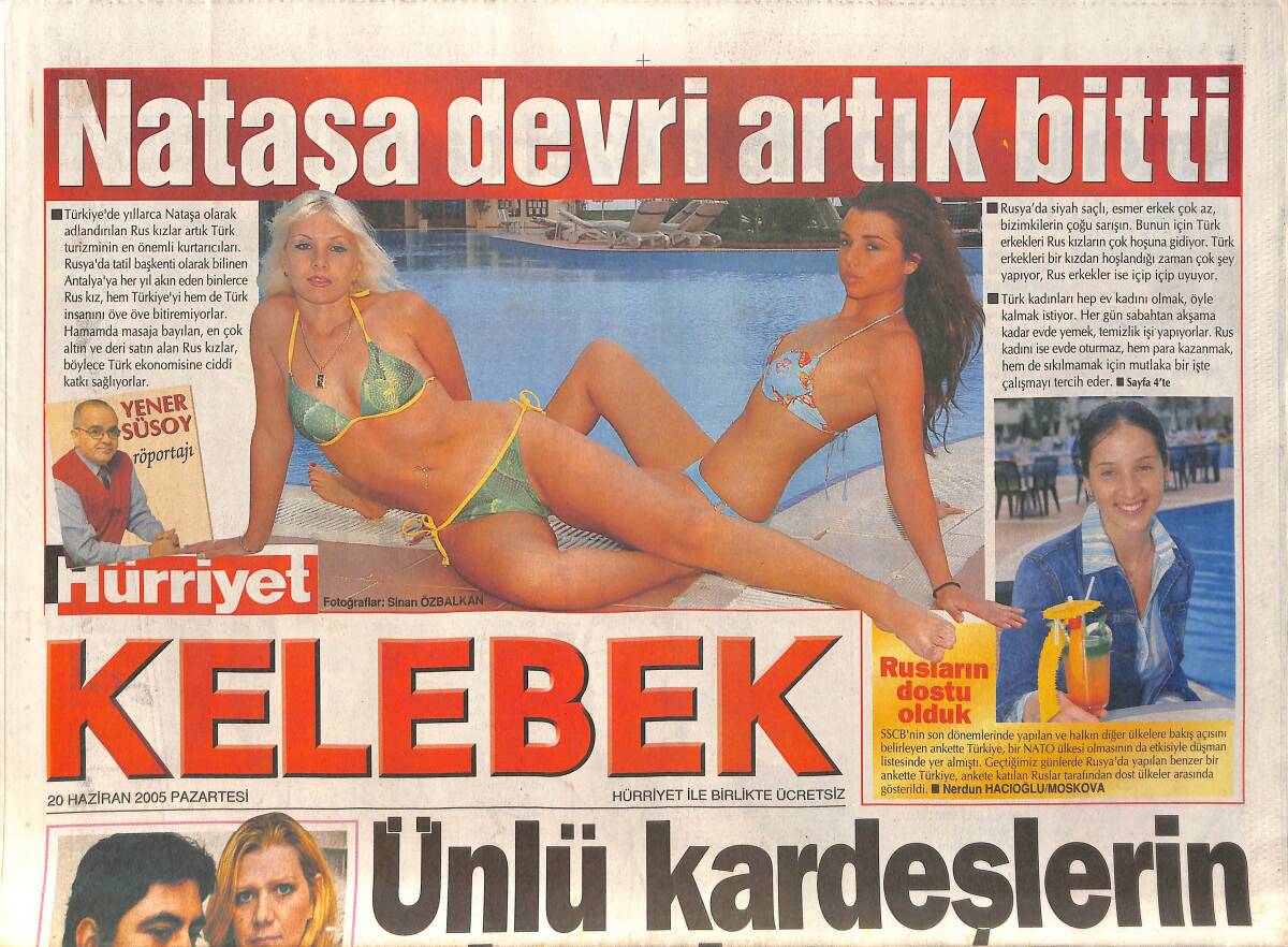 Hürriyet Gazetesi Kelebek Eki 20 Haziran 2005 - Metin Şentürk Tatilini Bodrum'da Geçiriyor - Ruslar, Tatil İçin Antalya'yı Tercih Ediyor GZ154447 - 1