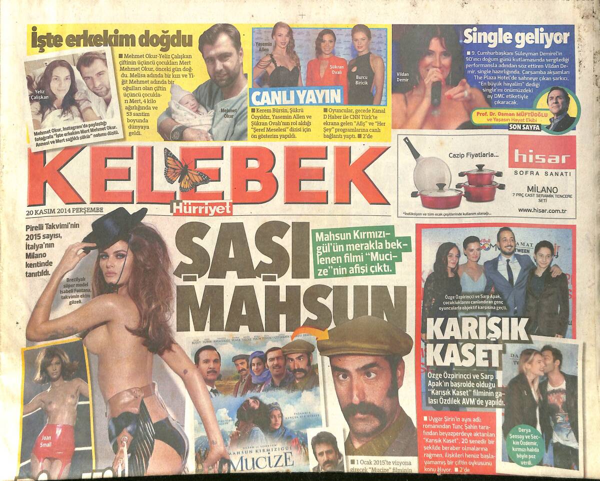 Hürriyet Gazetesi Kelebek Eki 20 Kasım 2014 - Alişan Ve Emrah Düet İçin Bir Araya Geldiler - Cem Yılmaz'dan Ferrari Şov GZ154163 - 1