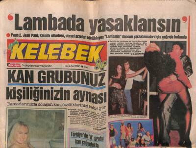 Hürriyet Gazetesi Kelebek Eki 20 Şubat 1990 - Lambada Yasaklansın GZ63409 - 1