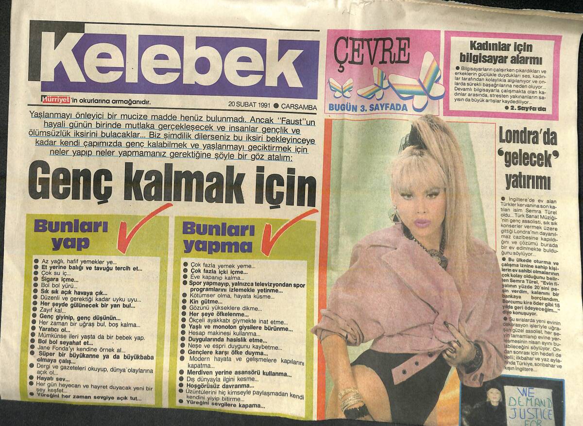 Hürriyet Gazetesi Kelebek Eki 20 Şubat 1991 - Zeki Alasya Metin Akpınar Ve Yasemin Yalçın Bir Beraberlik Mi Doğuyor? GZ138420 - 1