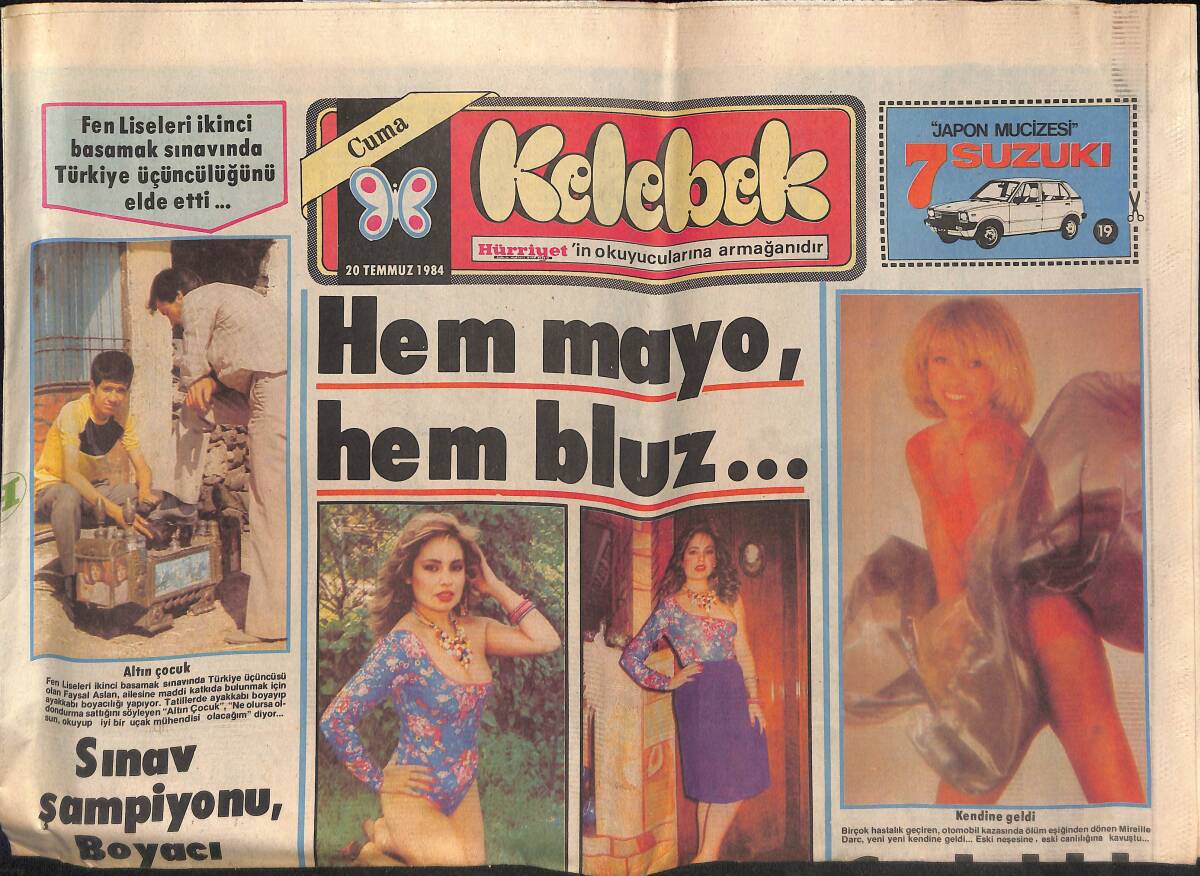 Hürriyet Gazetesi Kelebek Eki 20 Temmuz 1984 - Perihan Savaş'a Meydan Dayağı - Nehir Üstünde Zagrep'ten İstanbul'a GZ132890 - 1