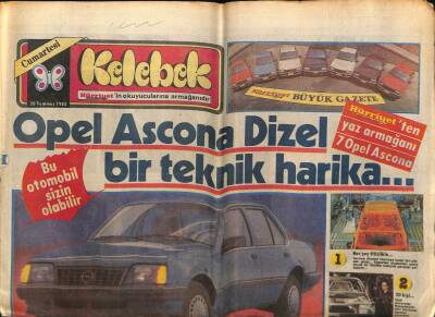 Hürriyet Gazetesi Kelebek Eki 20 Temmuz 1985 - Opel Askonanın Kalbi GZ63678 - 1