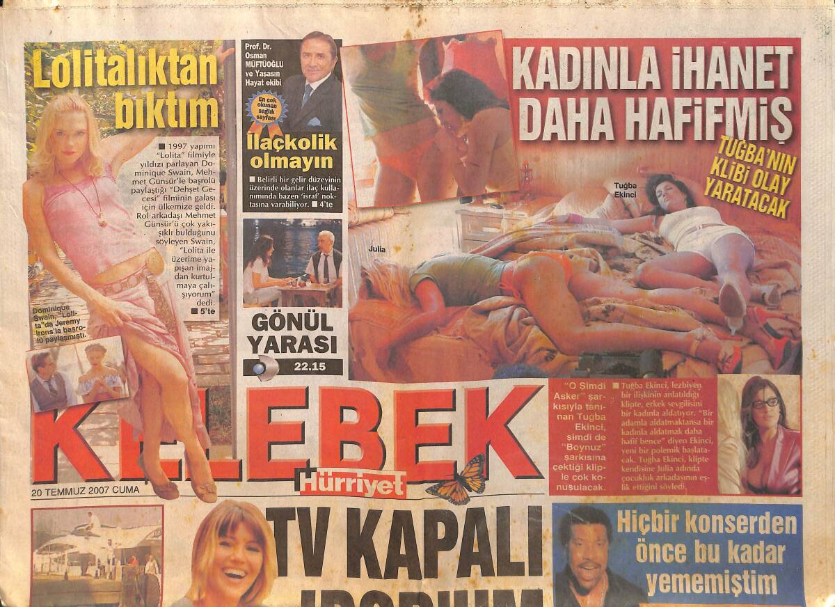 Hürriyet Gazetesi Kelebek Eki 20 Temmuz 2007 - Tuğba Ekinci'nin Klibi Olay Yaratacak - Serdar Ortaç Ve Dansözleri GZ155073 - 1