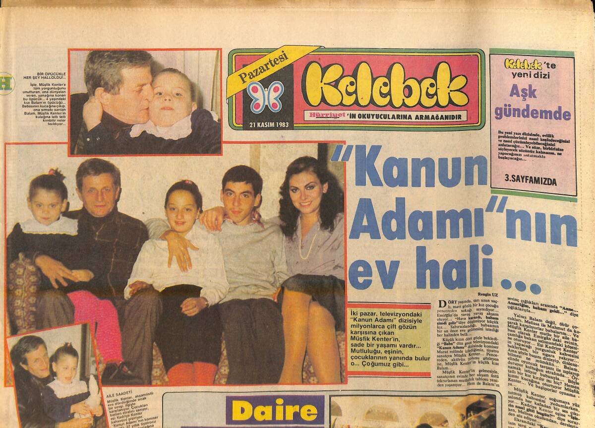 Hürriyet Gazetesi Kelebek Eki 21 Kasım 1983 - Altın Plak Öldü Yaşasın Saat Plak - Simon'un Sesi İstanbul Efendisi GZ156568 - 1