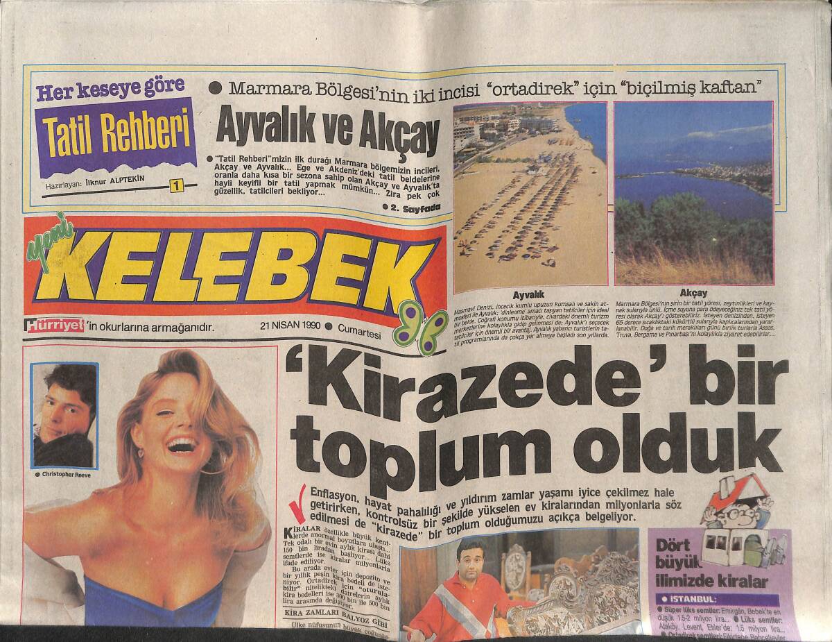 Hürriyet Gazetesi Kelebek Eki 21 Nisan 1990 - Kirazade Bir Toplum Olduk! - Muazzezciler Ekran Başına GZ138046 - 1