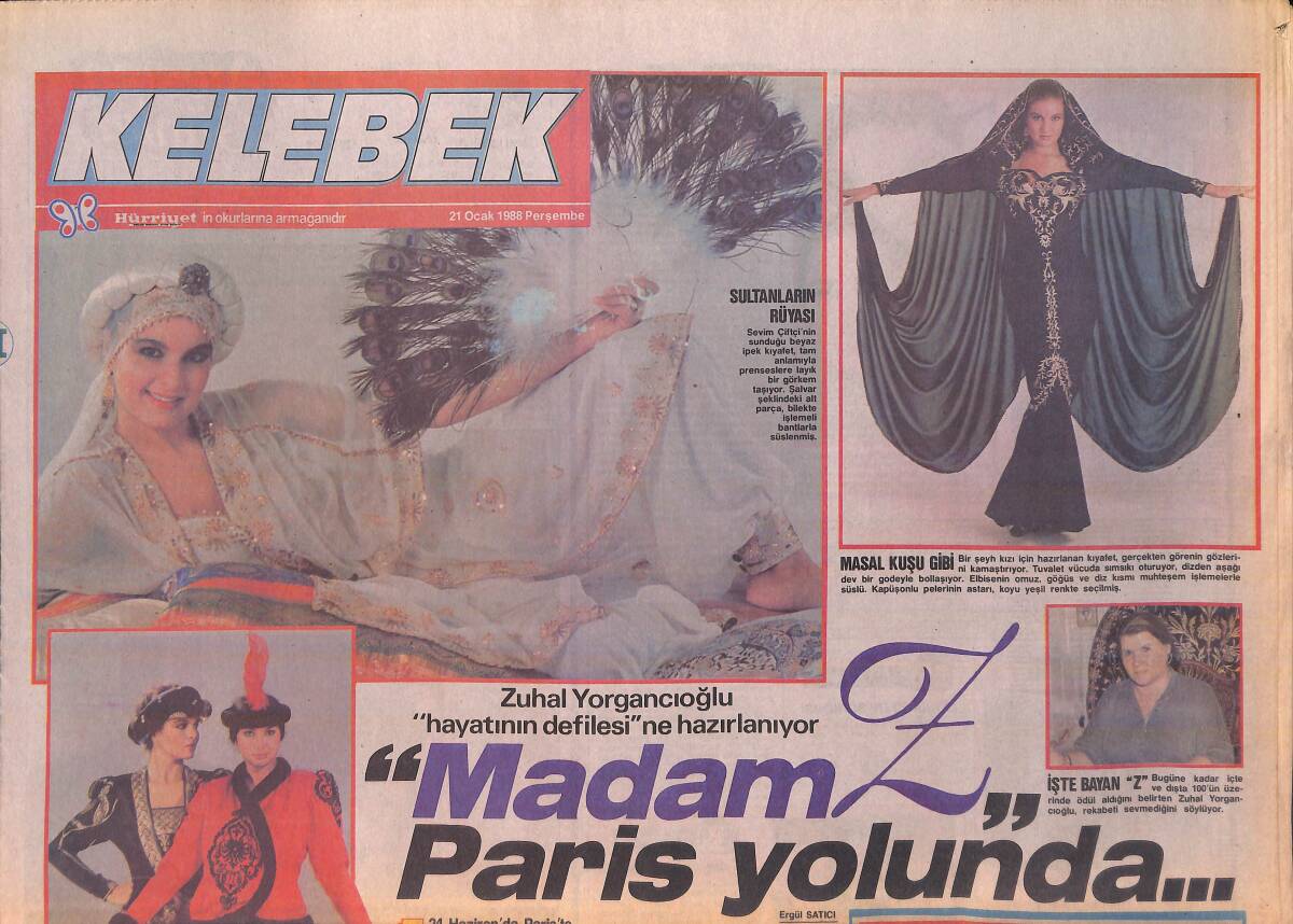 Hürriyet Gazetesi Kelebek Eki 21 Ocak 1988 - Zuhal Yorgancıoğlu Hayatının Defilesine Hazırlanıyor - Raucan Kardeşler Yeni Kasetlerini Çıkaracaklar GZ156110 - 1