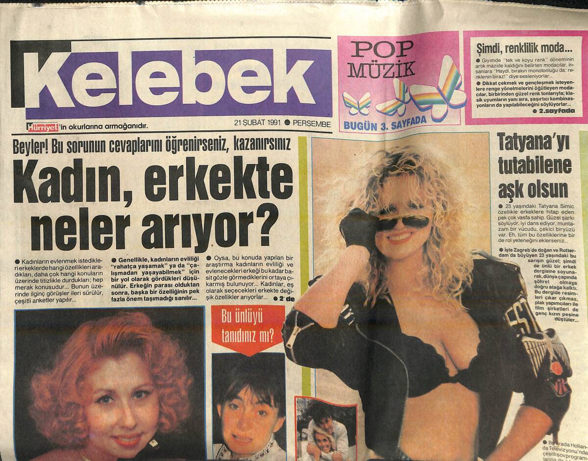 Hürriyet Gazetesi Kelebek Eki 21 Şubat 1991 - Nilüfer'den Cahit Sıtkı Tarancı'ya İsyan! - Prenses Diana Yenilendi, Sıra Steffi'de GZ138421 - 1