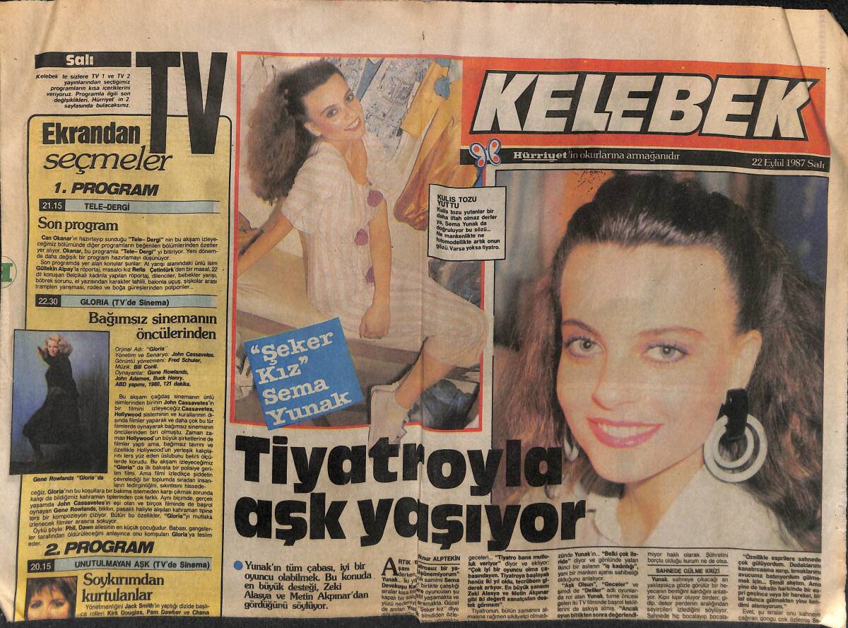 Hürriyet Gazetesi Kelebek Eki 22 Eylül 1987 - Finalistleri Tanıtıyoruz * Emre Nural-Tomris Doruk GZ152974 - 1