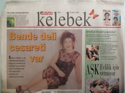 Hürriyet Gazetesi Kelebek Eki 22 Eylül 1998 Emel Müftüoğlu Bende Deli Cesareti Var -GZ37900 - 1