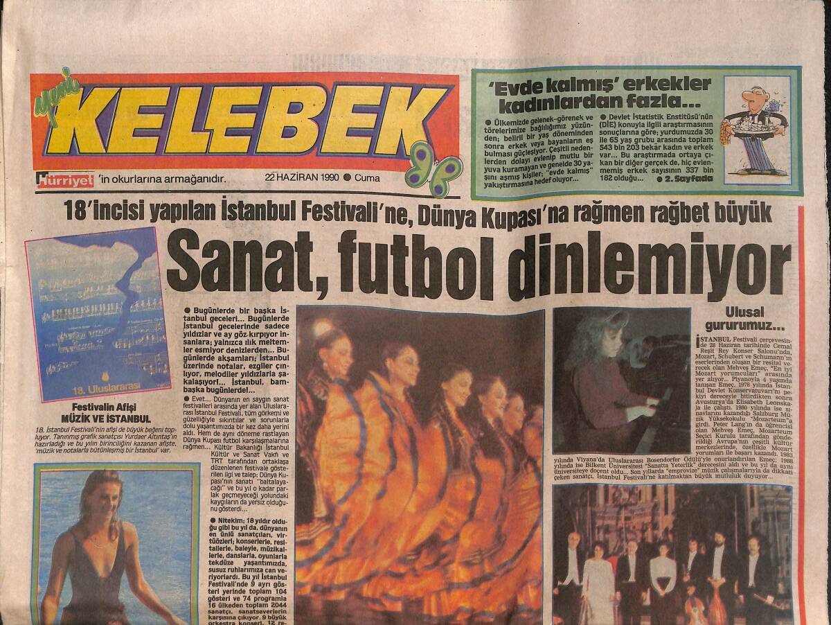 Hürriyet Gazetesi Kelebek Eki 22 Haziran 1990 - Özcan Özgur , Kendi Yaşamını Konu Alan Filmle Ekranda -Semra Türel Yılın 5 Ayını Londra'da Geçirecek GZ138139 - 1