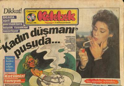Hürriyet Gazetesi Kelebek Eki 22 Kasım 1986 - Kadın Düşmanı Pusuda * Sigara GZ114640 - 1