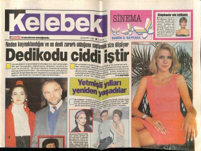 Hürriyet Gazetesi Kelebek Eki 22 Mart 1991 - Deniz Pulaşın 3 Aşkı Var GZ75784 - 1