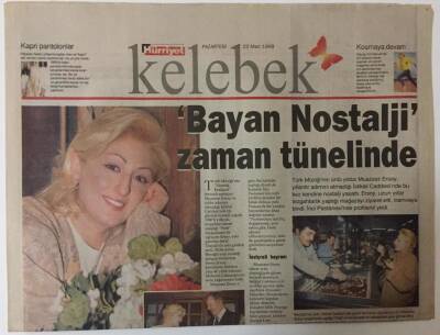 Hürriyet Gazetesi Kelebek Eki 22 Mart 1999 - Bayan Nostalji Zaman Tünelinde Muazzez Abacı GZ20056 - 1