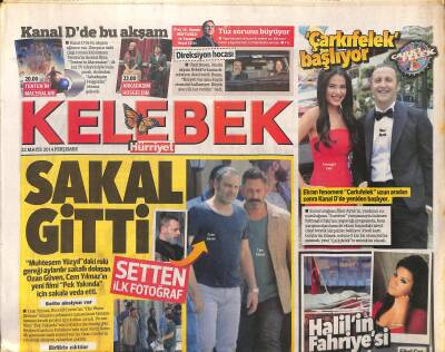 Hürriyet Gazetesi Kelebek Eki 22 Mayıs 2014 - Cannesda Romantik Teklif * Burak Sağyaşar - Hatice Şendil GZ116364 - 1