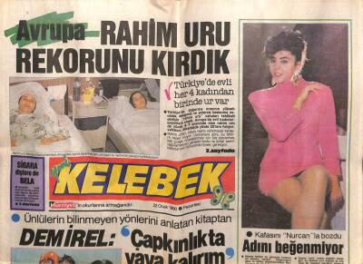 Hürriyet Gazetesi Kelebek Eki 22 Ocak 1990 - Rahim Uru Rekorunu Kırdık GZ63500 - 2