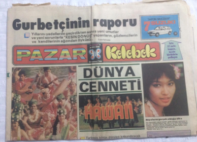 Hürriyet Gazetesi Kelebek Eki 22 Temmuz 1984 - Dünya Cenneti Hawai - GZ21087 - 1
